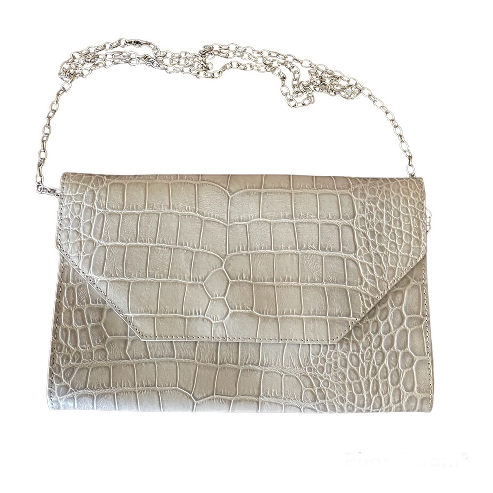 Halogen Gray Clutch or Crossbody Purse with detachable chain